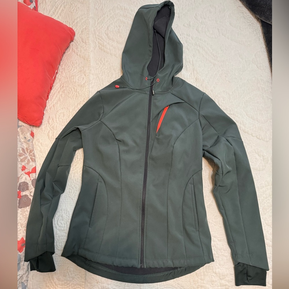 Fleece Lined Water Resistant Wind Breaker - Greenish color